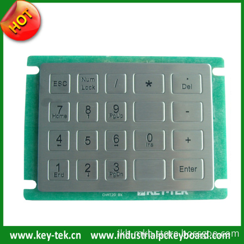 20 Flat Keys Stainless Steel Rear Panel Mounting Vandal Proof Metal Keypad for Kiosks